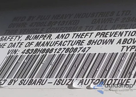 2002 Subaru Outback H6-3.0 Vdc из США, поврежденный, VIN 4S3BH896127606747